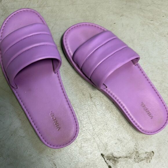 VINCE Olina Leather Purple Slide Sandal - Puffy Worn Once - Size 8 - Picture 1 of 4